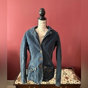 Levi Strauss Large (runs small) Button Front Fitted Jean Jacket Denim Wash